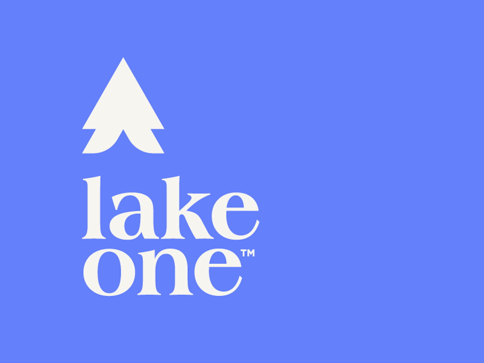 The Lake One brand logo design stacked over blue background.