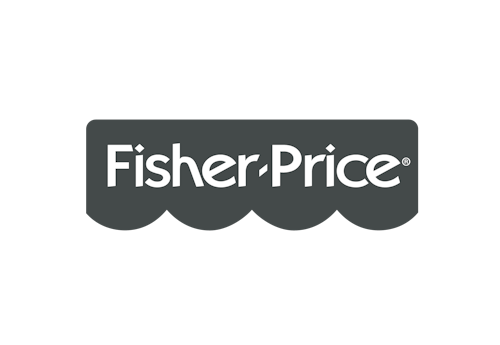 Fisher Price logo design in black and white.