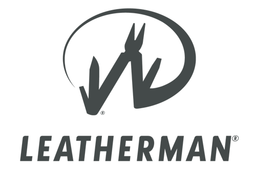 Leatherman logo in black and white for client branding list.