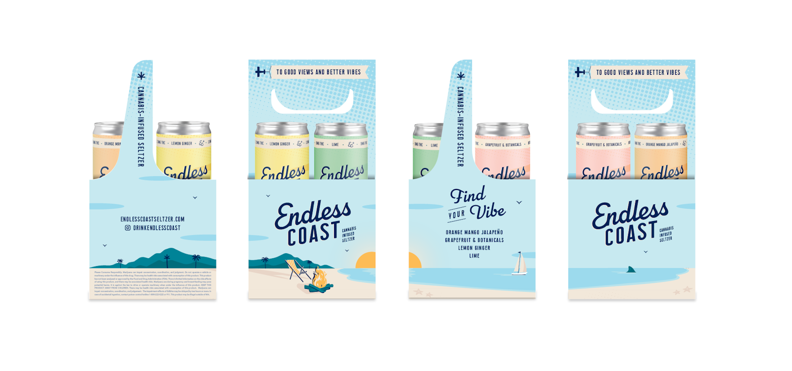 The Endless Coast brand packaging design in Four Pack design examples.