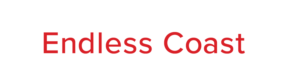 Endless Coast brand name words in red on transparent background.