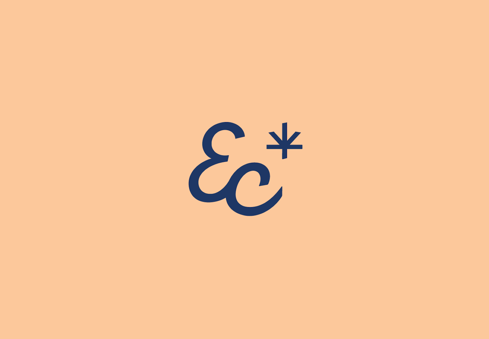 The ec and asterisk short logo design on peach color background.