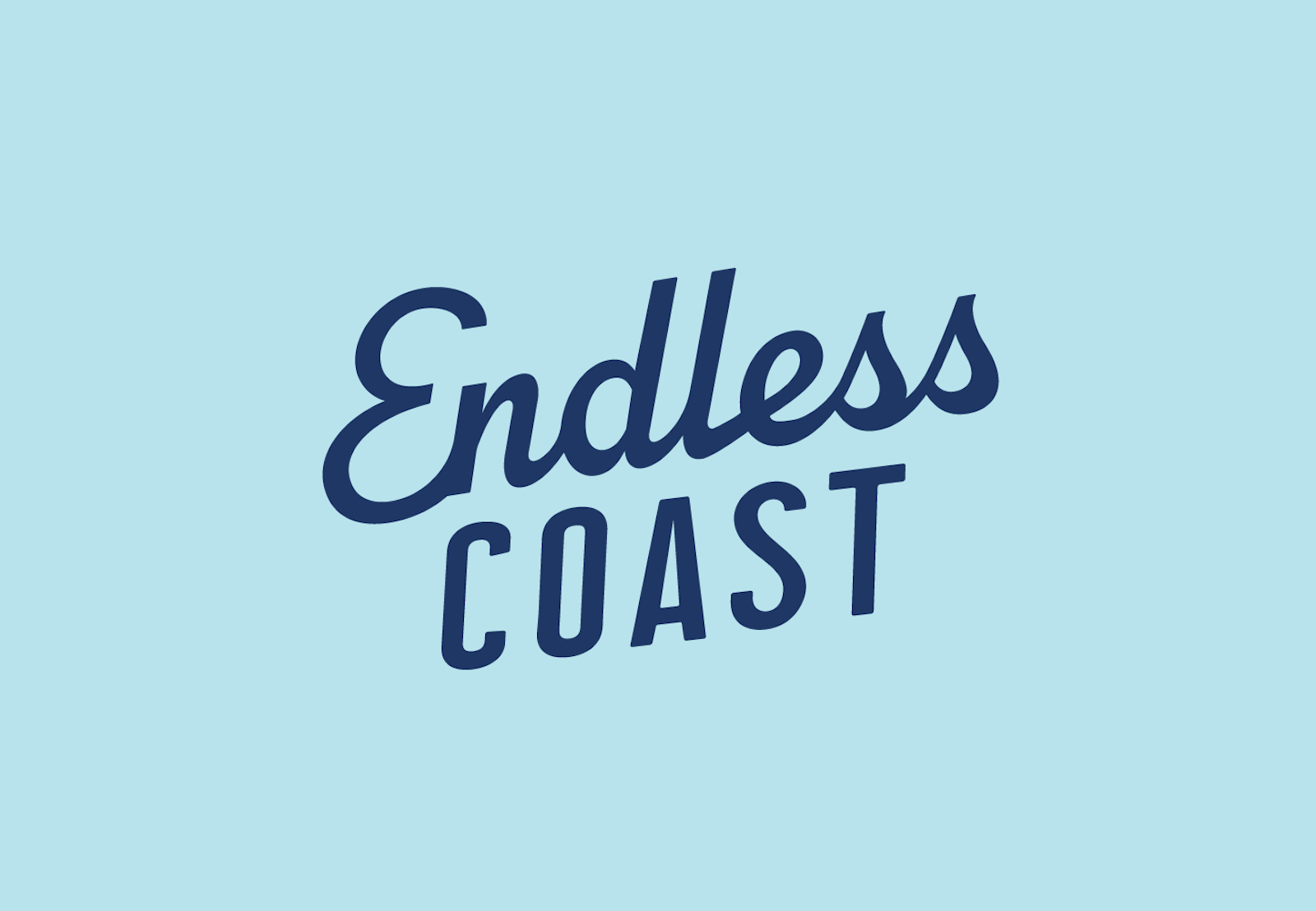 The Endless Coast brand name and logo design on blue background.