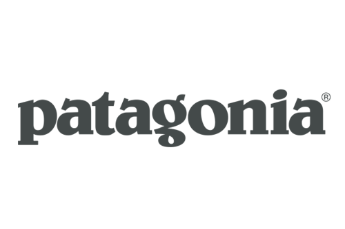 A Patagonia logo in black and white for speaker list.