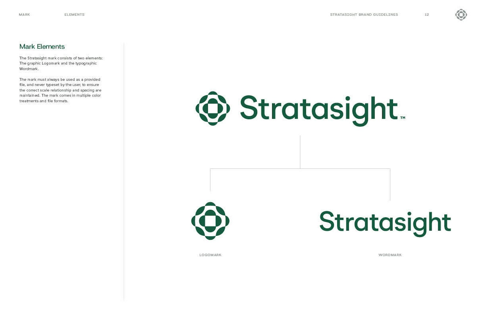Stratasight logo mark (logo, icon): Guidelines for utilizing Stratasight's logo mark and wordmark, developed by Capsule in Stratasight's 2026 rebrand.