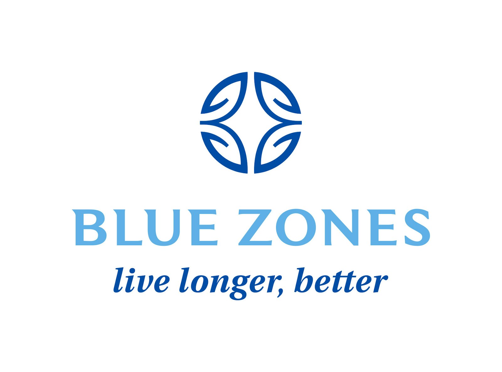 The Blue Zones by Dan Buettner brand logo mark design on white background.