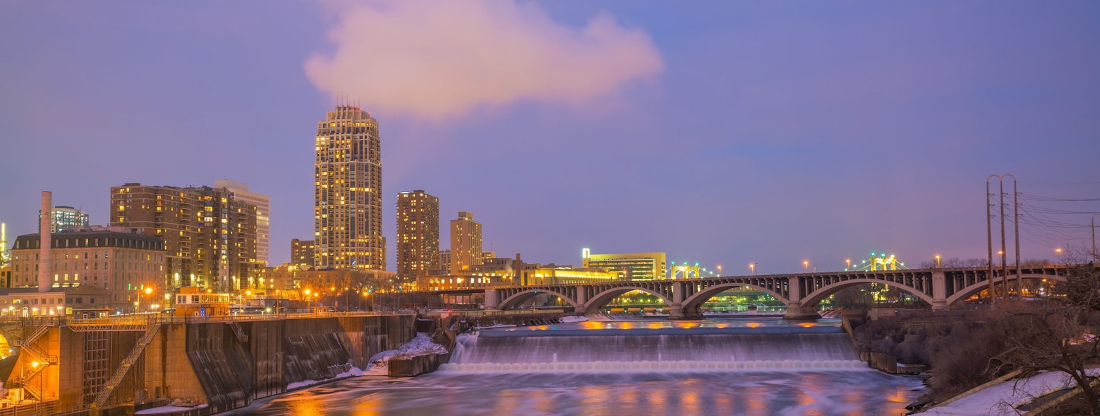 The Towerside Innovation District brand design of Minneapolis city scape photo.