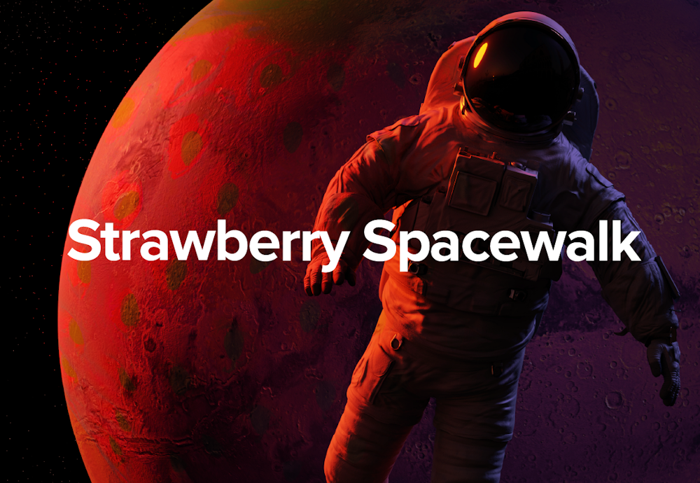 The Select XBITES brand packaging design name Strawberry Spacewalk over astronaut and moon.