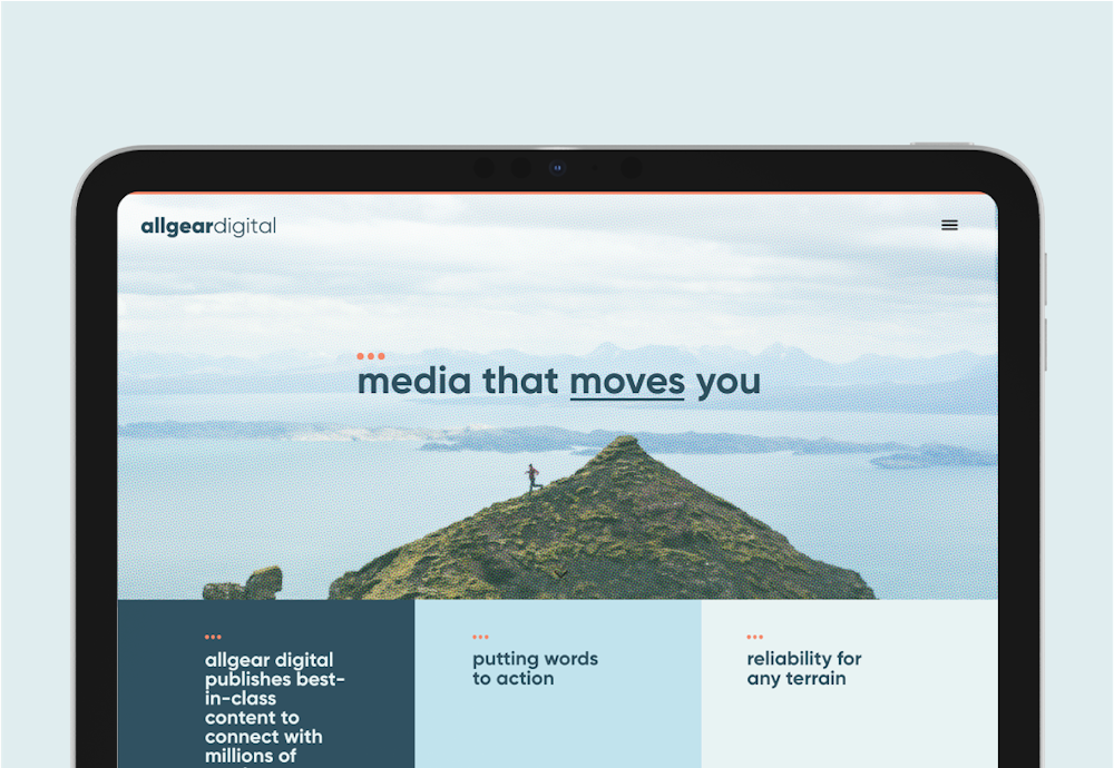 AllGear Digital media brand design interface design for website on all digital devices.