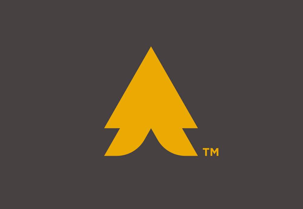 The Lake One brand logo design tree arrow in yellow.