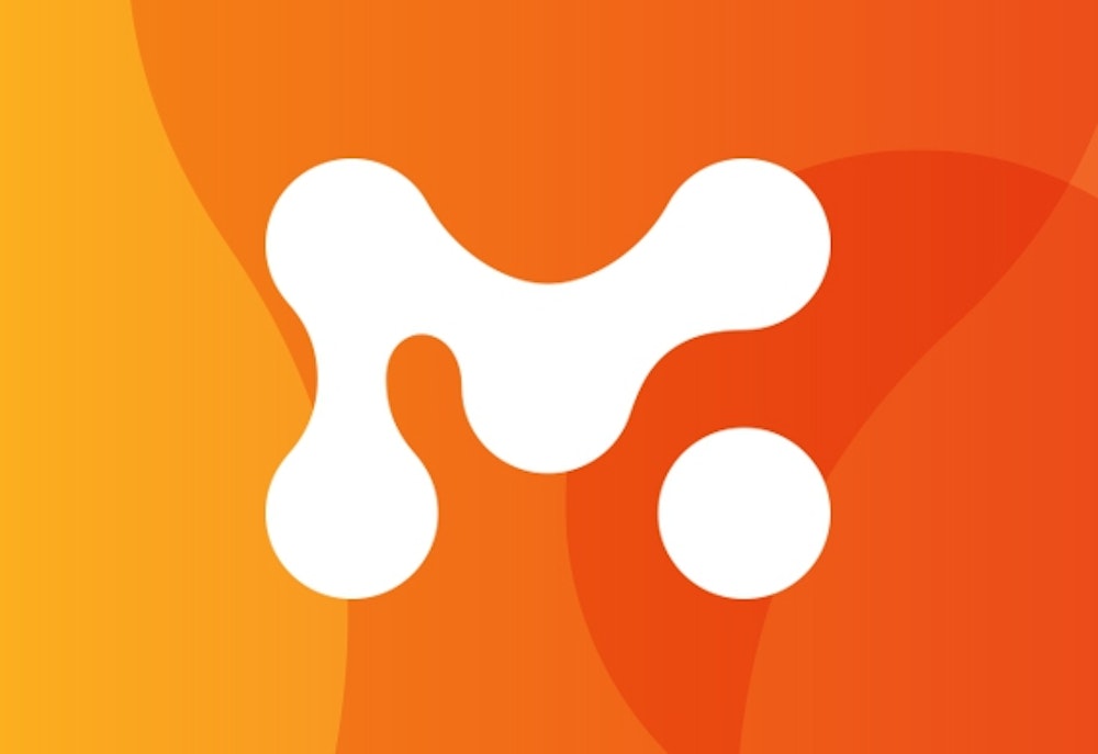 Make Music logo mark in white on an orange abstracted background.