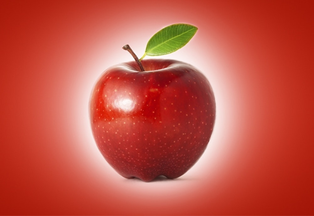 The University of Minnesota brand Rave apple design on red background.