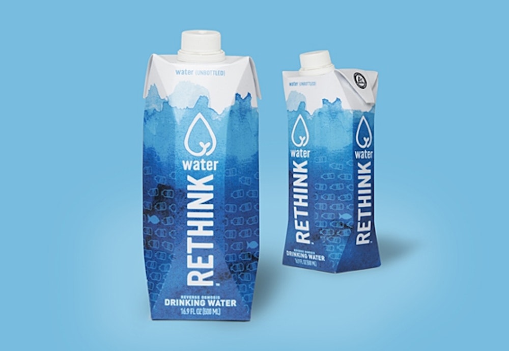 Rethink water carton package design and branding.