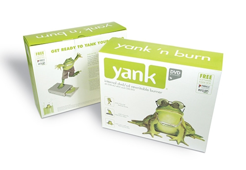 Yank dvd and cd burner logo and packaging design.
